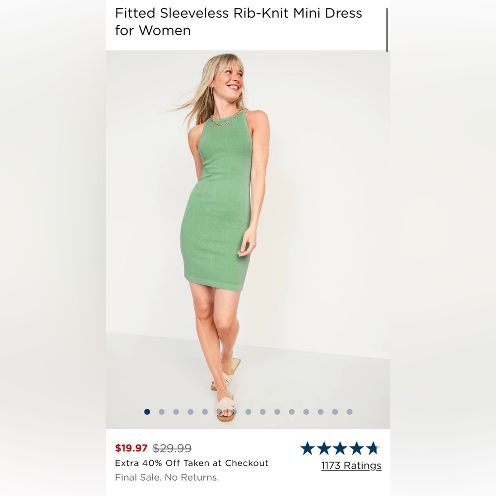 Old Navy Fitted Sleeveless Rib-Knit Mini Dress for Women size Medium